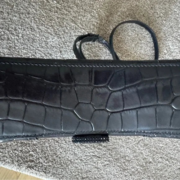 Balenciaga Mini hourglass Shiny Crystal Logo Croc Embossed Calfskin Bag Like new - Picture 5 of 8